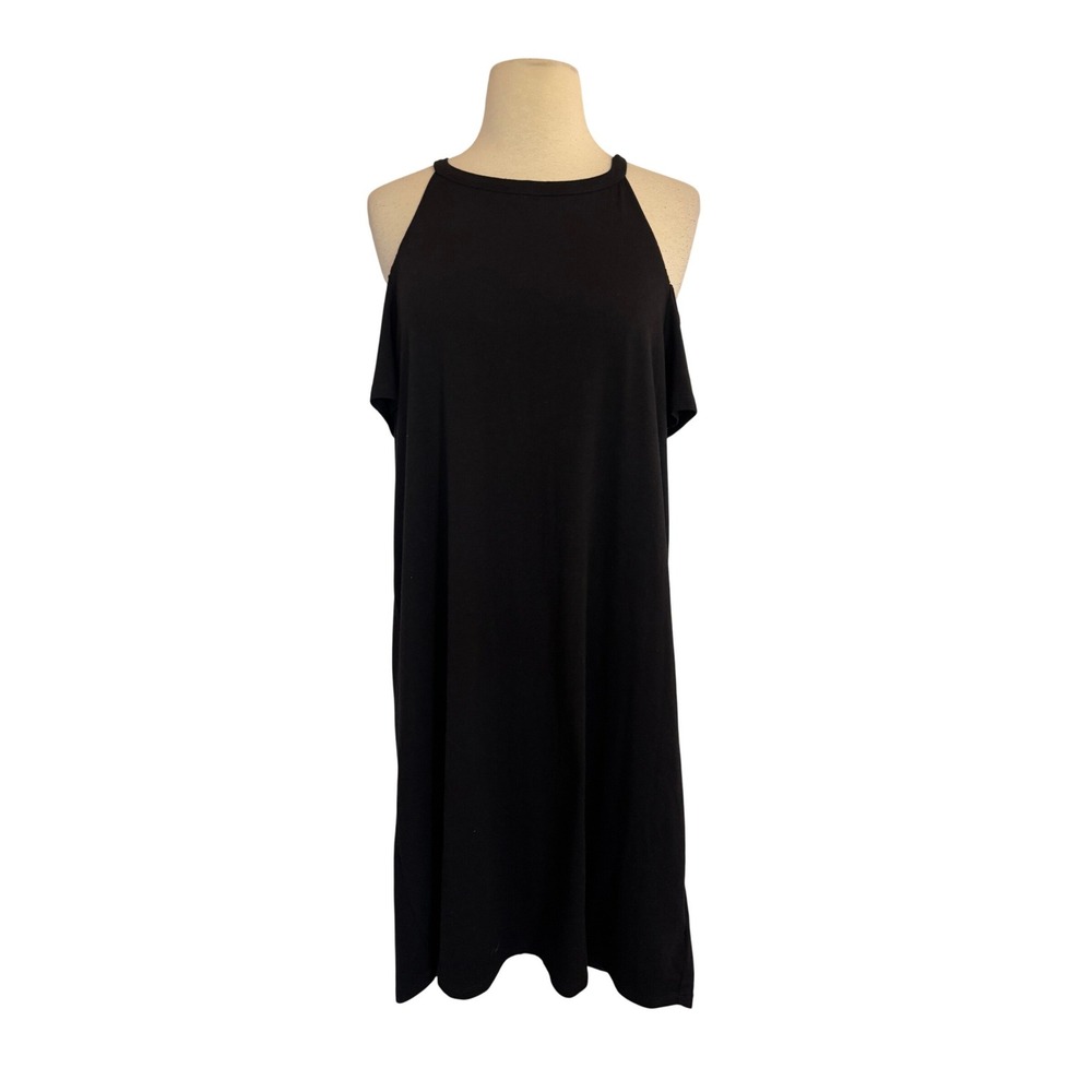 Torrid Black Cold Shoulder High Neck Shift Mini Dress Plus Size 00 LBD High-Low